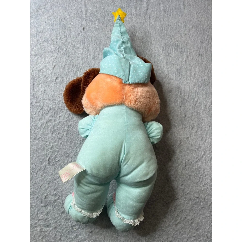 Commonwealth vintage Nite Nite Sleepy‎ Dog Plush Toy Light Blue Pajamas Star Hat